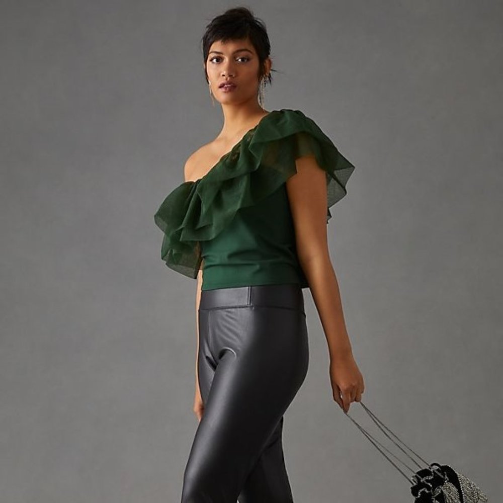 Anthropologie Sunday in Brooklyn One-Shoulder Top small green new with tag